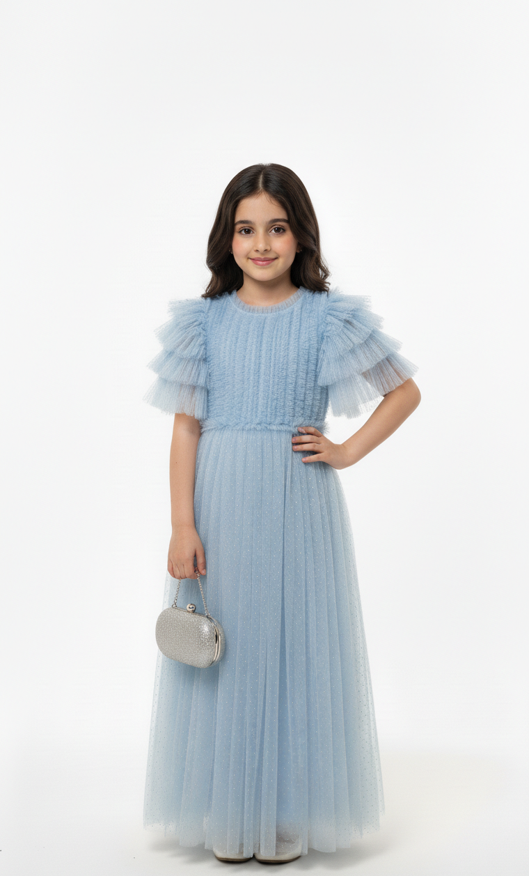Tiered Ruffle Tulle Occasion Gown