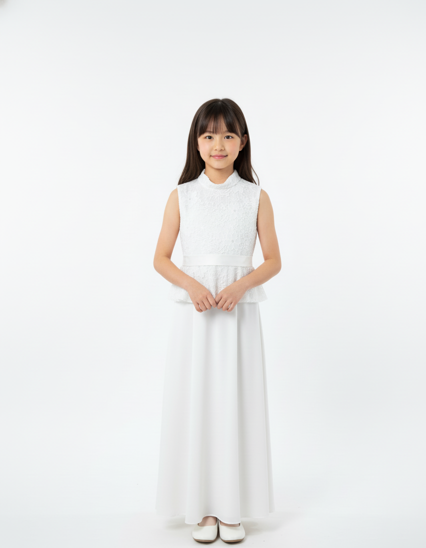 Sleeveless Lace Peplum Gown