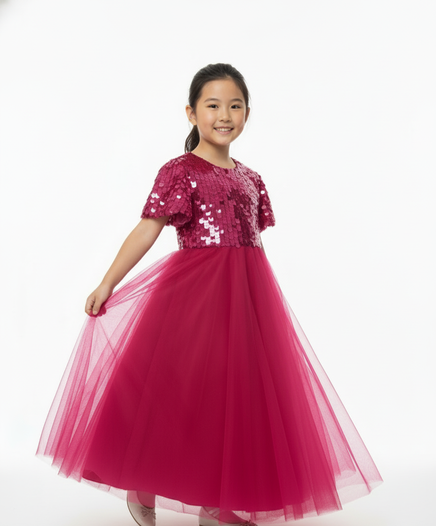 Sequin Embellished Tulle Party Gown