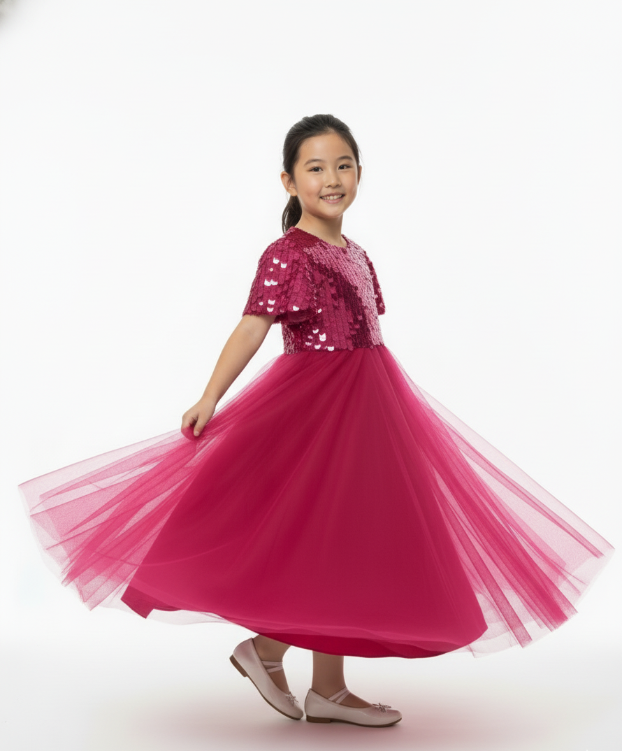 Sequin Embellished Tulle Party Gown