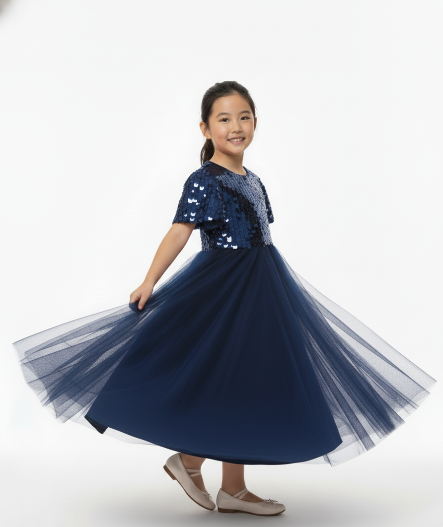 Sequin Embellished Tulle Party Gown