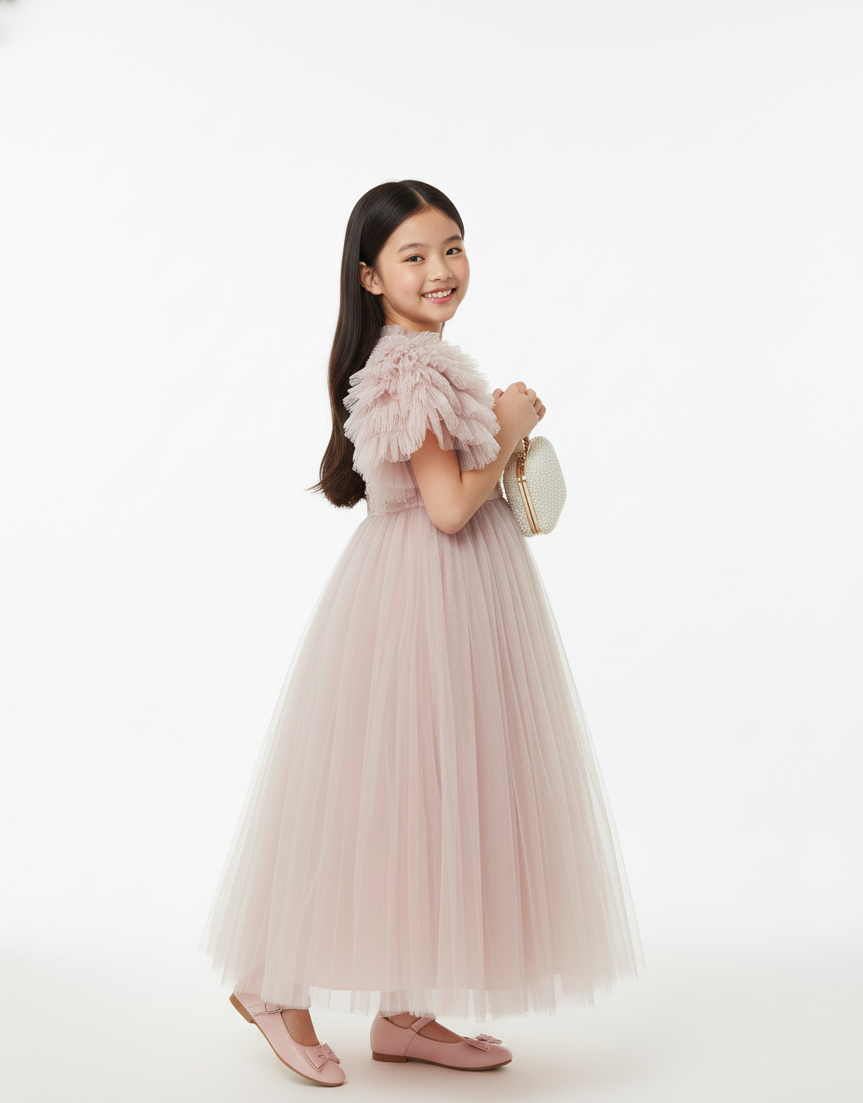 Tiered Tulle Ruffle Occasion Gown