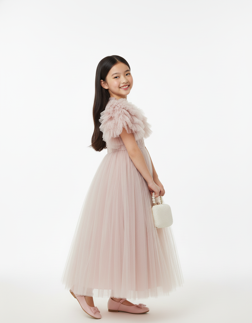 Tiered Tulle Ruffle Occasion Gown