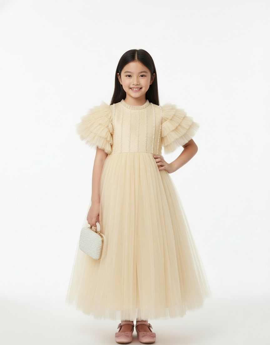 Tiered Tulle Ruffle Occasion Gown