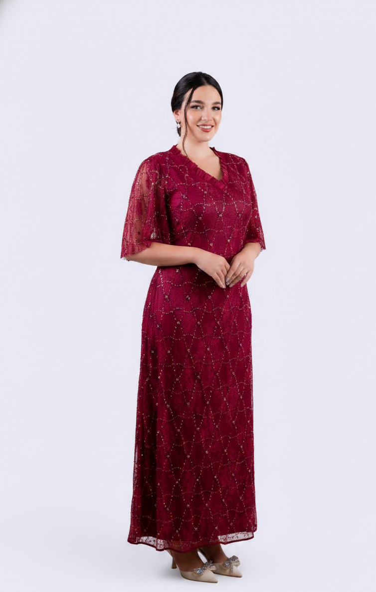 Beaded Lace Maxi Dress.