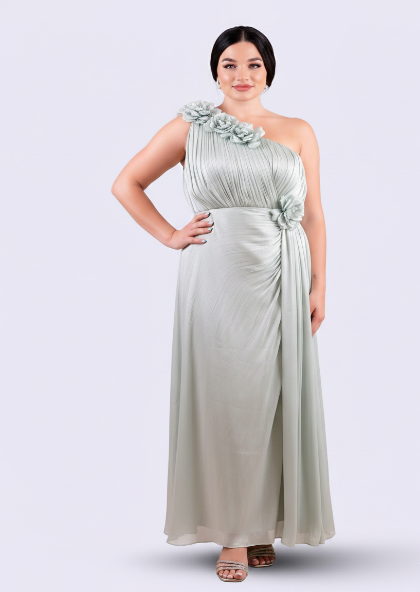Rosette One Shoulder Dress.