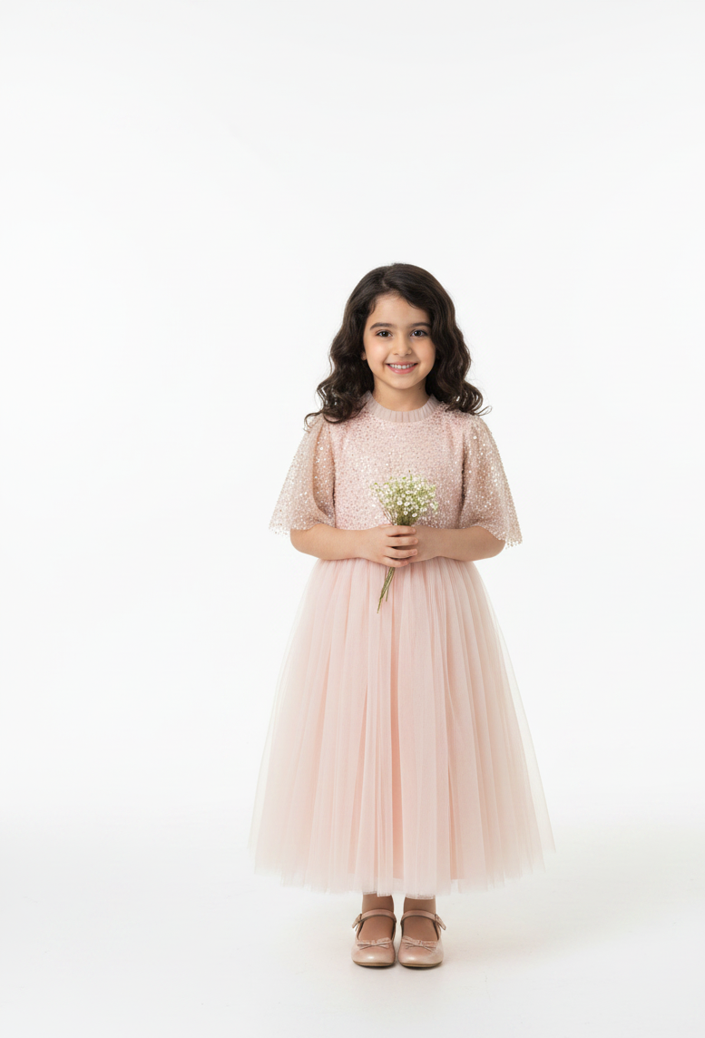 Paloma Sequin Bow Kids Dress