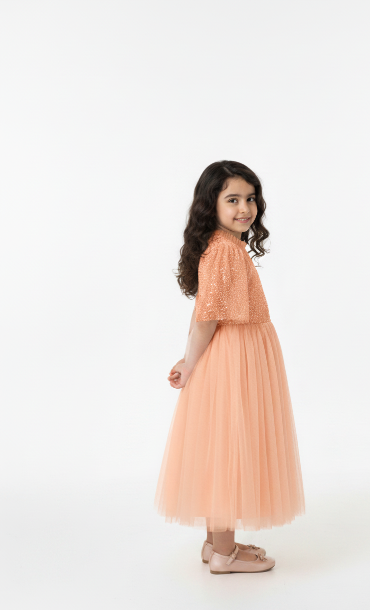 Paloma Sequin Bow Kids Dress