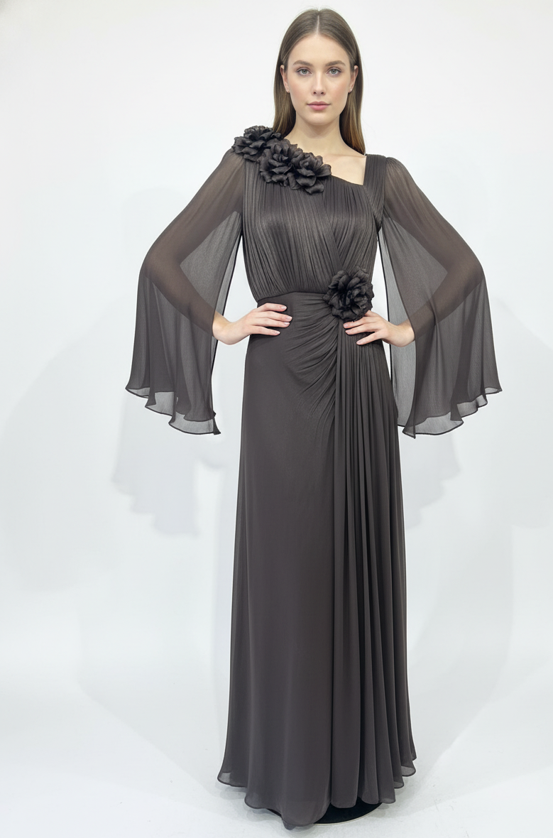 Floral Rosie Cape Sleeve Gown