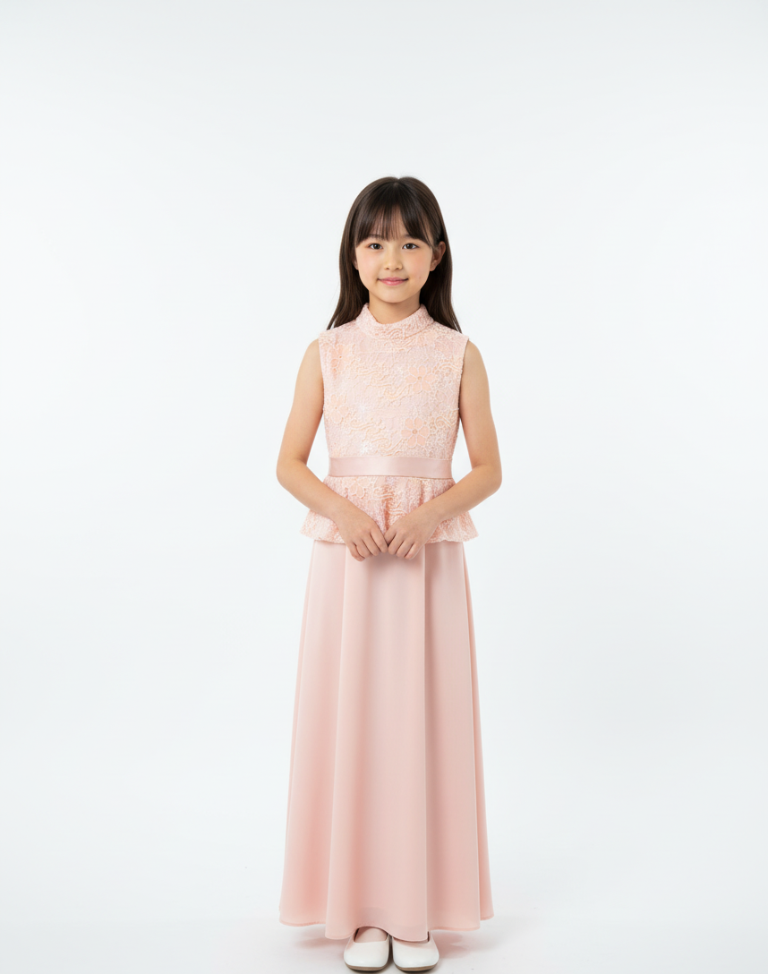 Sleeveless Lace Peplum Gown