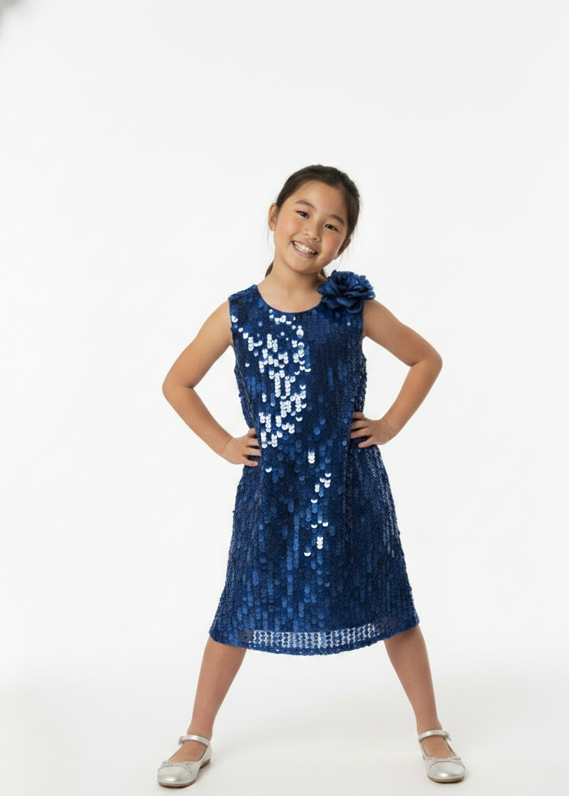 Sleeveless Royal  Sequin Shift Dress