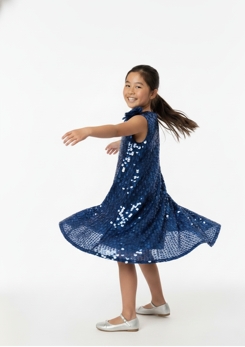 Sleeveless Royal  Sequin Shift Dress