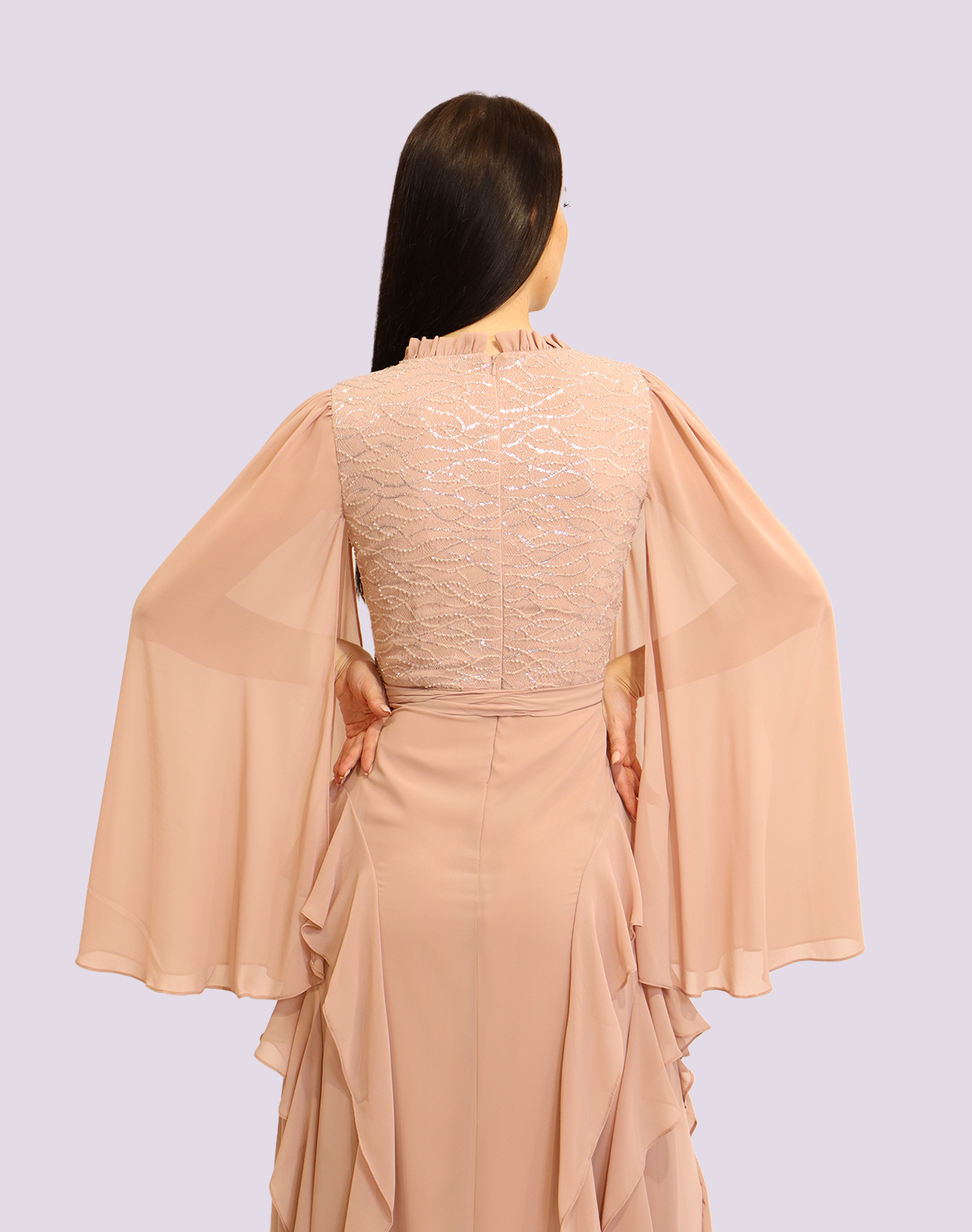 Ruffled Cape Maxi Dress