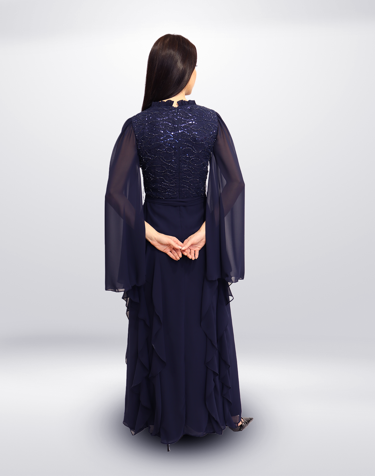 Ruffled Cape Maxi Dress