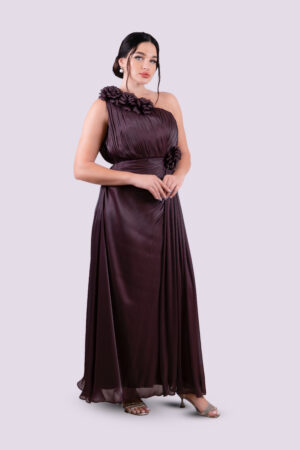 Rosie Plum Asymmetrical Floral Gown