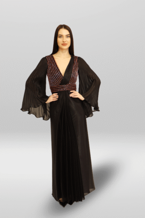 Noir Pleated Sequin Gown