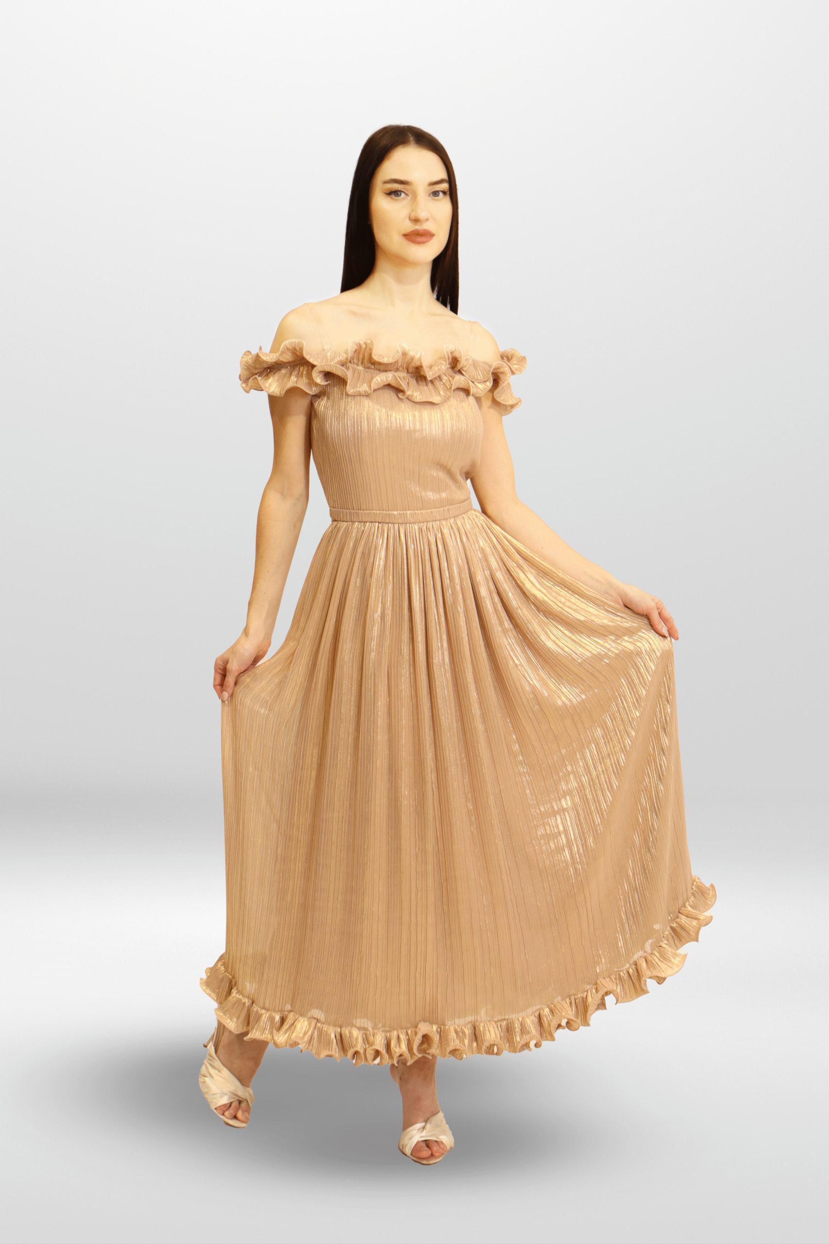 Radiant Grace Off-Shoulder Elegance