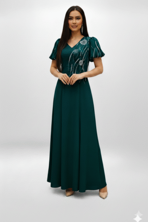 Midnight Bloom Elegant Evening Gown