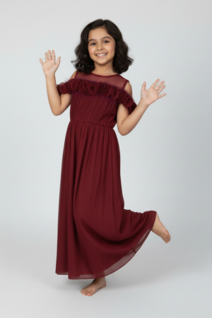 Girls' Elegant Off-Shoulder Gown