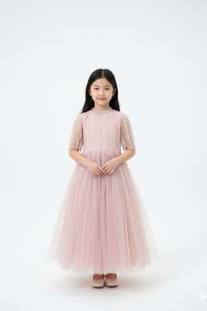 Elegant Pleated Tulle Evening Gown