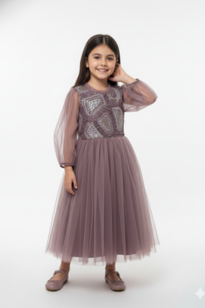 Princess tulle dress with embrodery