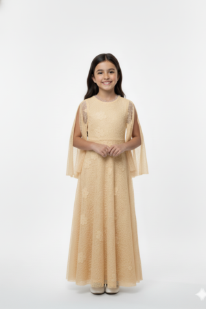 Elegant Peach Lace Maxi Dress