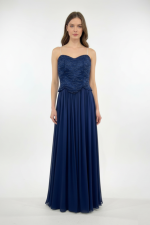 Scalloped Beaded Bodice Gown,